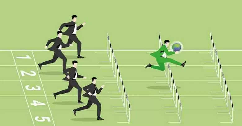 Pessoas correndo atrás de um selo ESG.